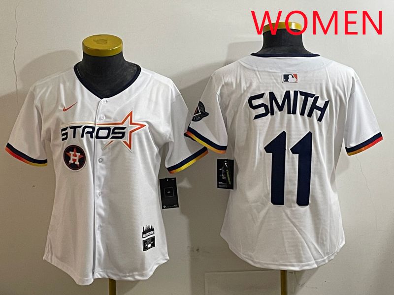 Women Houston Astros #11 Smith White three generations Joint Name Nike 2025 MLB Jersey style 11